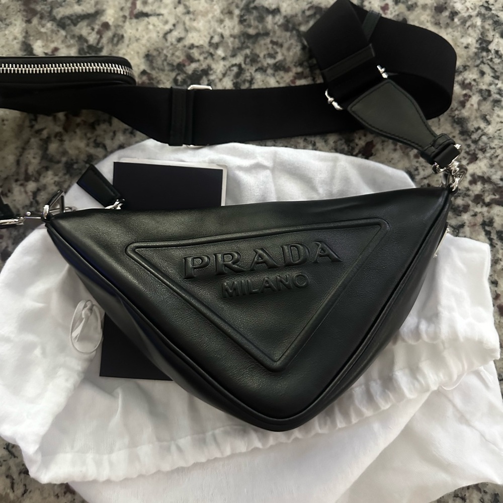 Prada Triangle Crossbody Leather Shoulder Bag